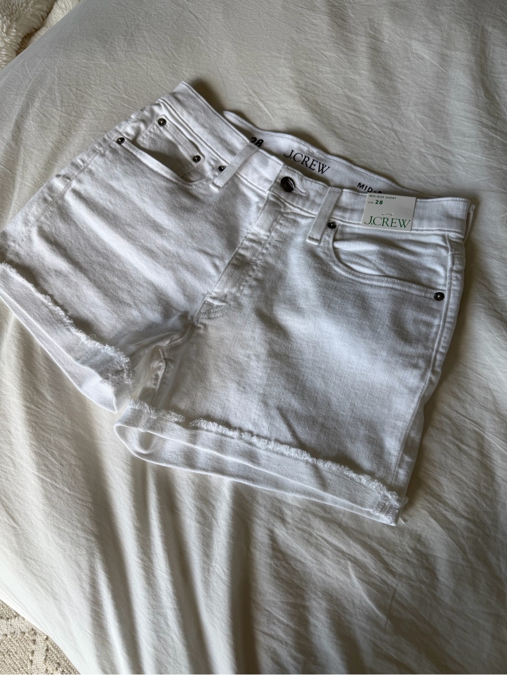 NWT - J. Crew White Denim Mid-Rise Cutoff Jean Shorts
